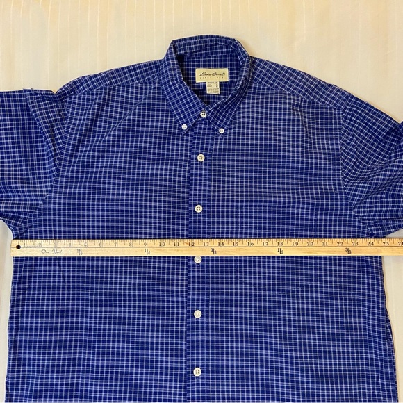 Eddie Bauer blue long sleeve checkered plaid collared dress shirt sz L - Picture 8 of 14